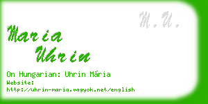 maria uhrin business card